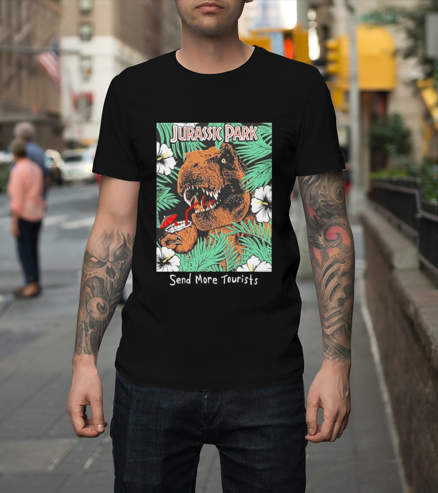 Jurassic Park Send More Tourists Rex Tropical Drink Scene T-Shirt