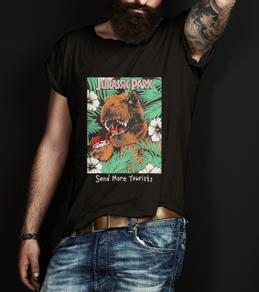 Jurassic Park Send More Tourists Rex Tropical Drink Scene T-Shirt