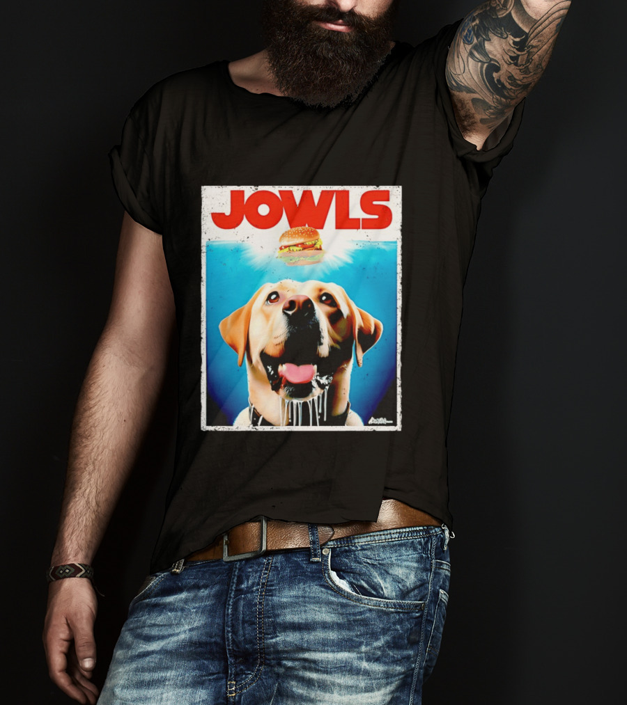 Jowls Labrador Dog Looking At Hamburger T-Shirt