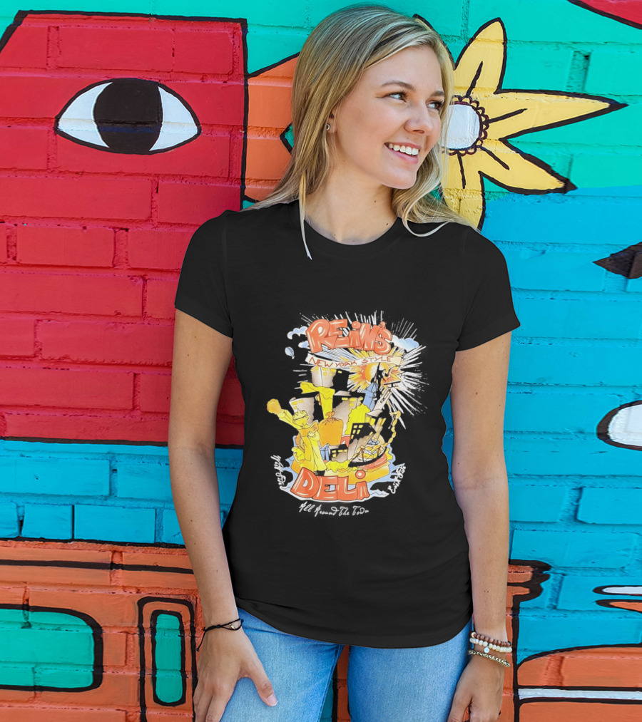 Rein's New York Style Deli Statue Of Liberty Cityscape Explosion T-Shirt