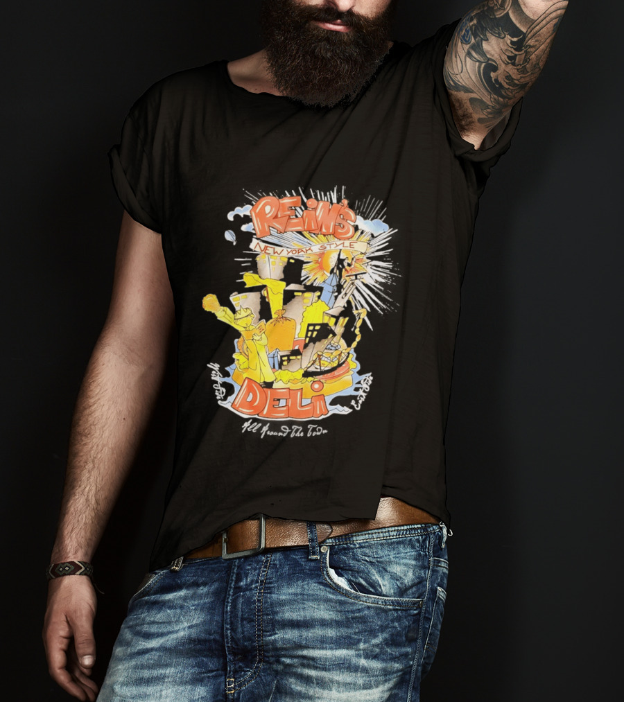 Rein's New York Style Deli Statue Of Liberty Cityscape Explosion T-Shirt