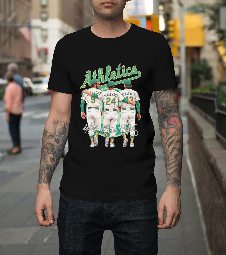 Rickey Henderson Reggie Jackson Dennis Eckersley Oakland Athletics Legends T-Shirt