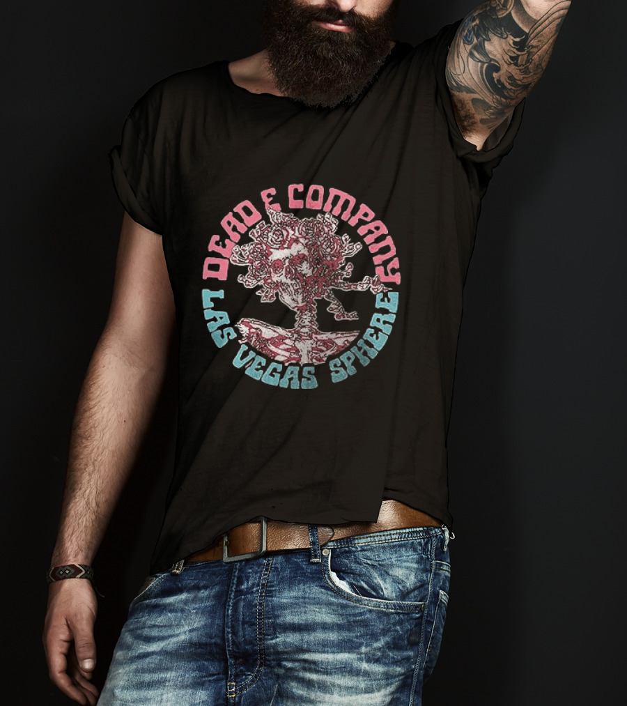 Dead & Company Las Vegas Sphere Bertha Skeleton Roses T-Shirt