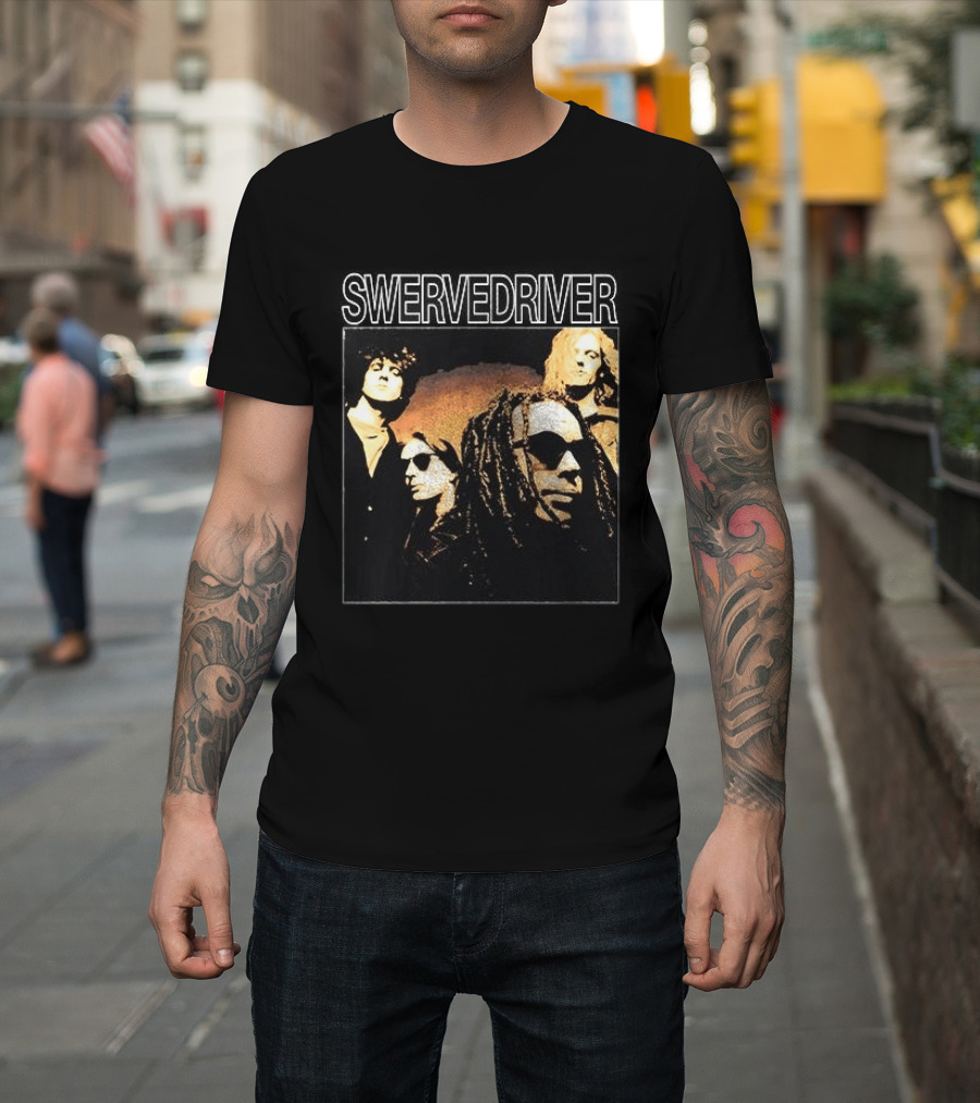 Swervedriver Band Portrait Album Cover Guns T-Shirt