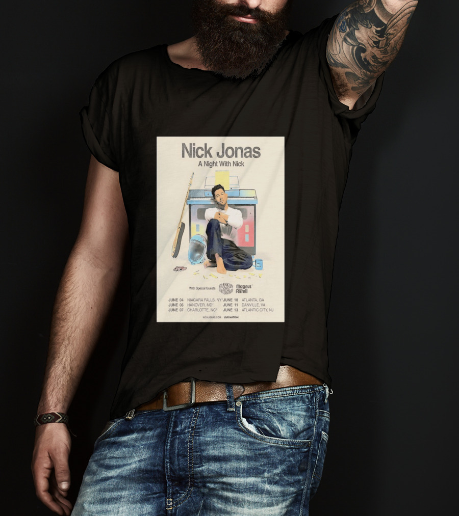 Nick Jonas A Night With Nick Tour 2026 Franklin Jonas Magnus Ferrell Live Nation T-Shirt