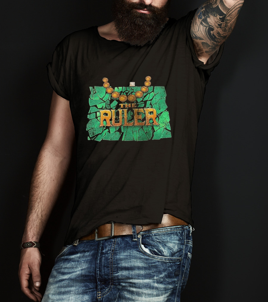 Oba Femi WWE The Ruler Gold Necklace Green Cracked Stone T-Shirt