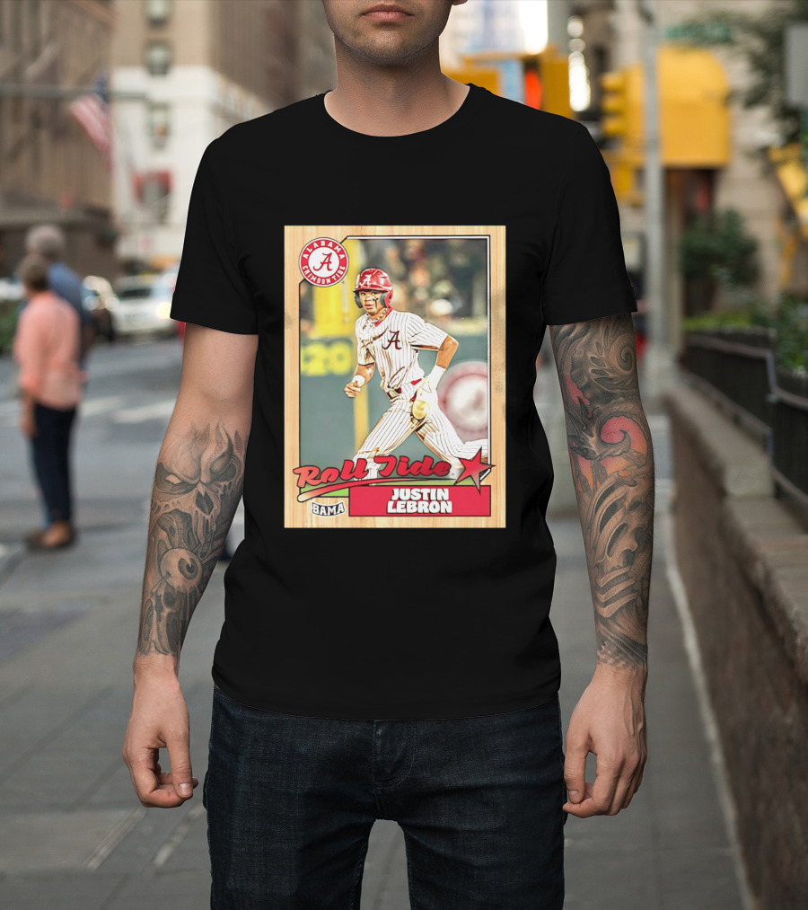 Justin Lebron Alabama Crimson Tide Roll Tide Bama Baseball Card T-Shirt