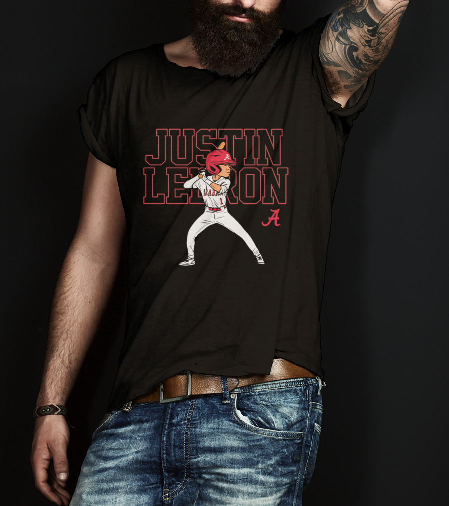 Alabama Crimson Tide Justin Lebron Baseball Cartoon Player T-Shirt