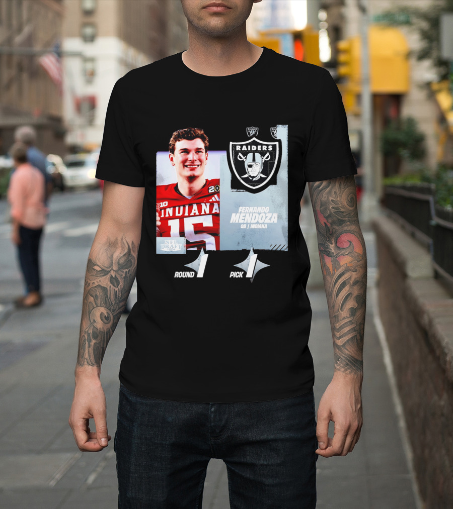 Fernando Mendoza QB Indiana Las Vegas Raiders NFL Draft 2026 Round 1 Pick 1 T-Shirt