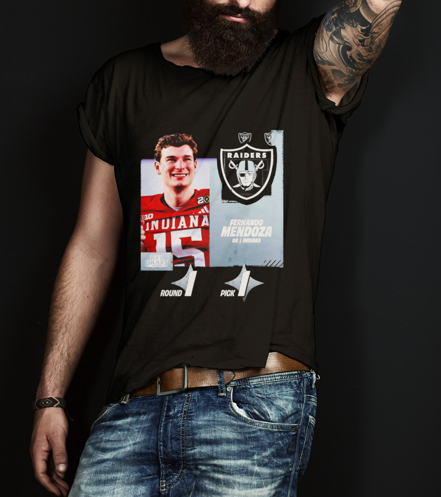 Fernando Mendoza QB Indiana Las Vegas Raiders NFL Draft 2026 Round 1 Pick 1 T-Shirt