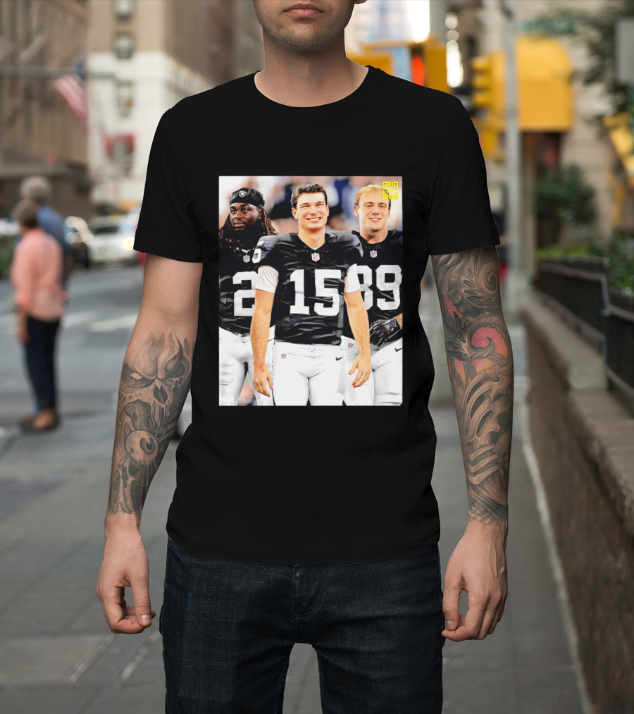 Las Vegas Raiders Kirk Cousins Fernando Mendoza Ashton Jeanty Gridiron T-Shirt