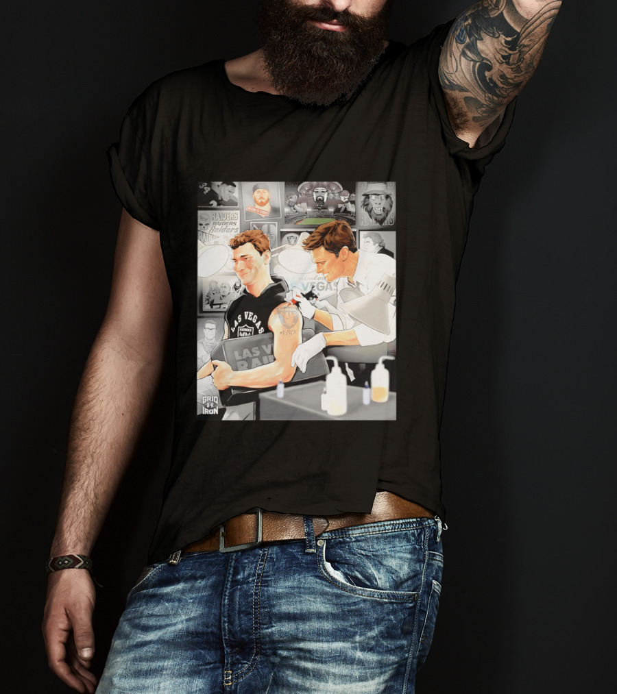 Las Vegas Raiders Fernando Mendoza Tom Brady Tattoo Moment With Raiders Art And Iconic Characters T-Shirt