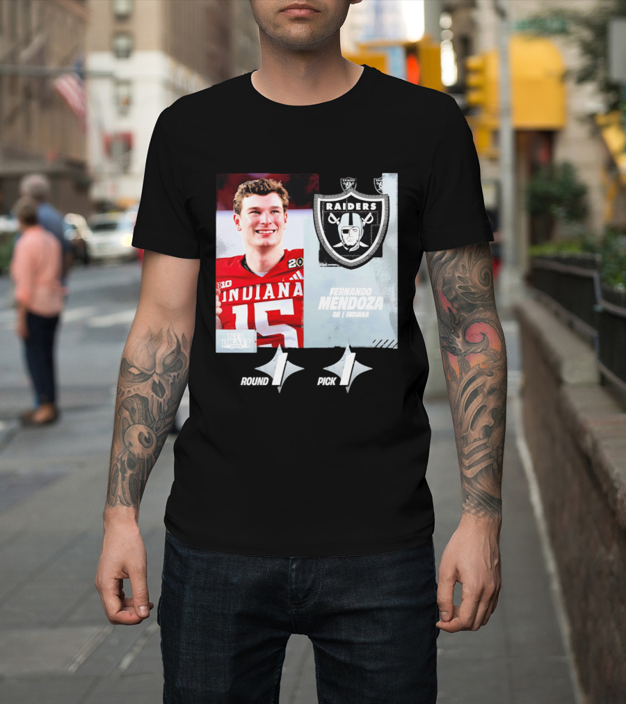 Fernando Mendoza QB Indiana Las Vegas Raiders Round 1 Pick 1 NFL Draft 2026 T-Shirt