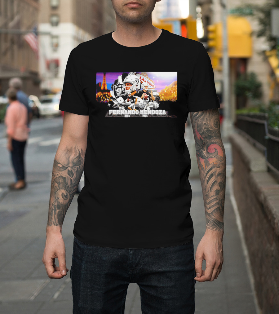 Fernando Mendoza Raiders Las Vegas Lights Casino Dice Football Draft T-Shirt