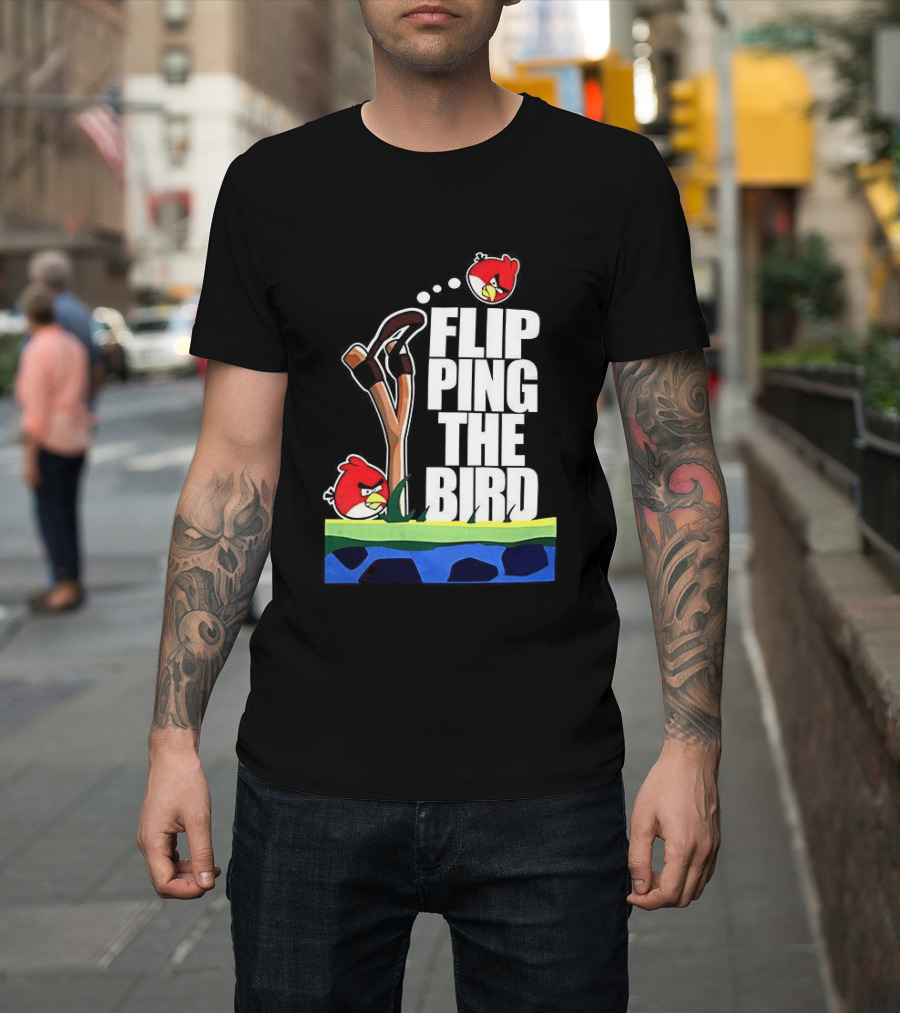 Flipping The Bird Angry Slingshot Birds T-Shirt