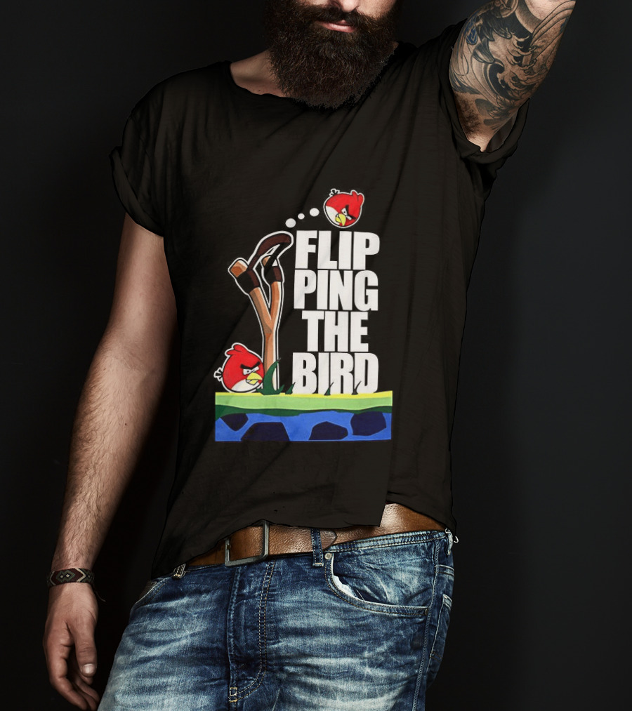 Flipping The Bird Angry Slingshot Birds T-Shirt