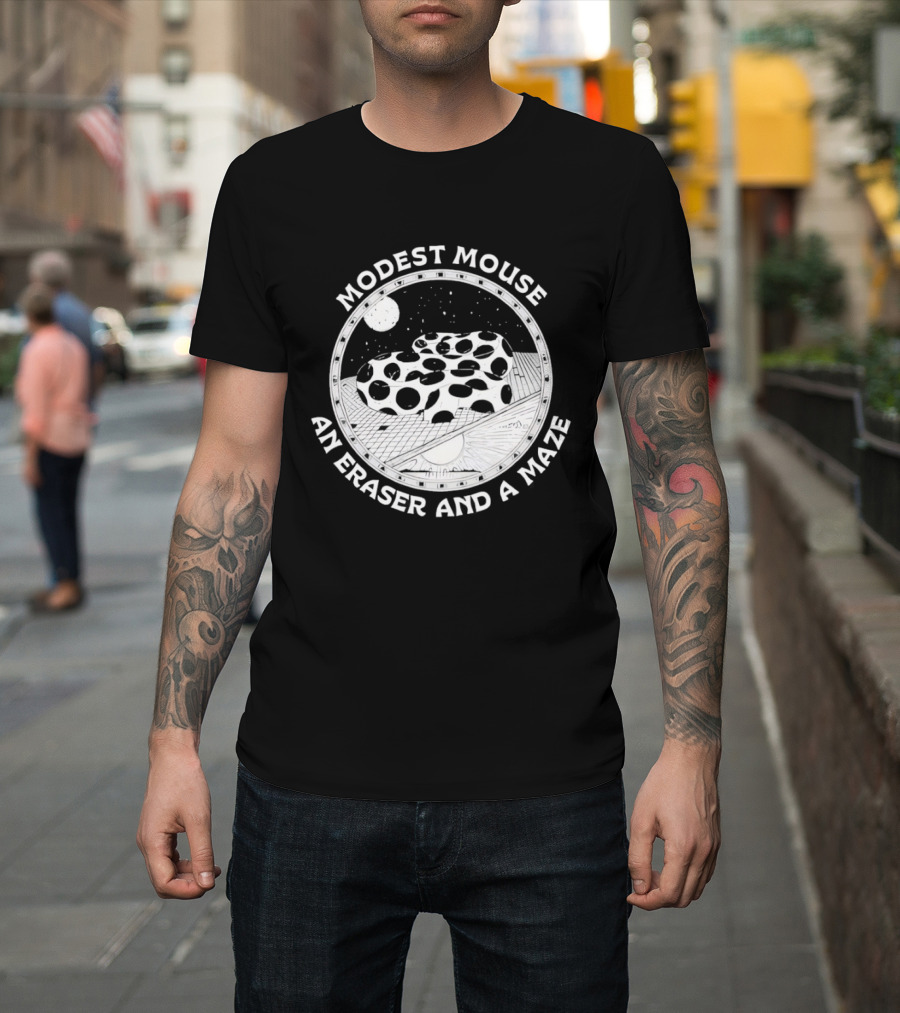 Modest Mouse An Eraser And A Maze Circle Moon Stars Maze T-Shirt