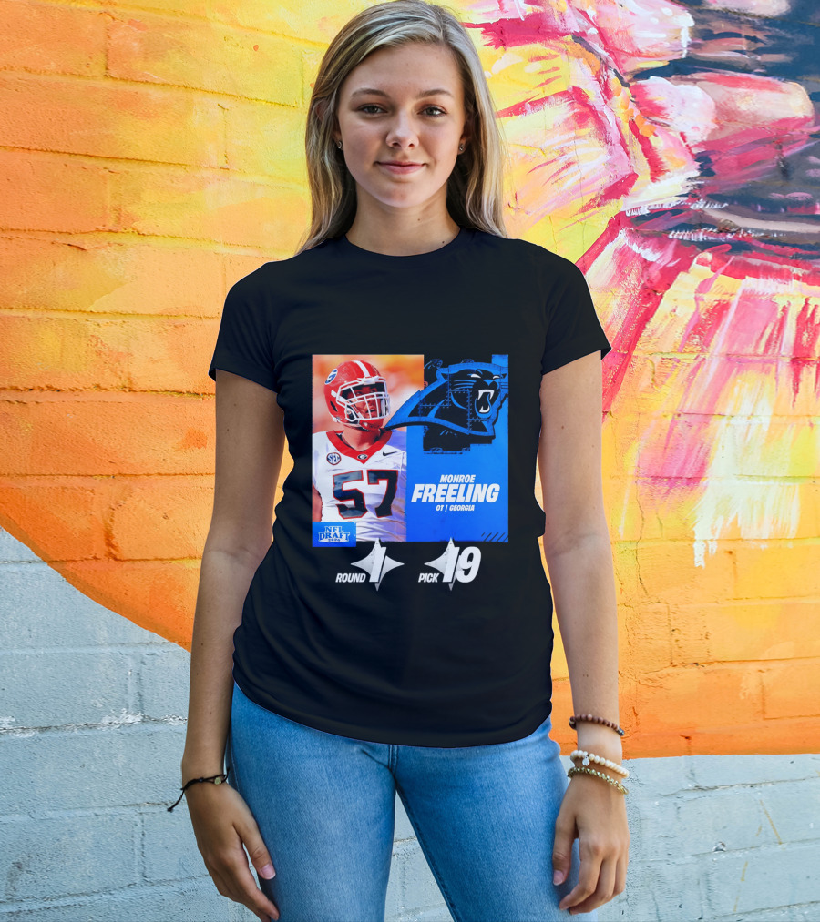 Monroe Freeling Georgia OT Round 1 Pick 19 Carolina Panthers 2026 NFL Draft T-Shirt