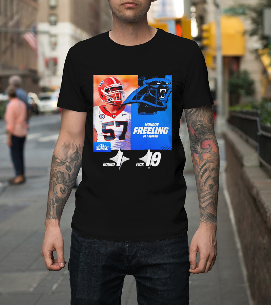 Monroe Freeling Georgia OT Round 1 Pick 19 Carolina Panthers 2026 NFL Draft T-Shirt