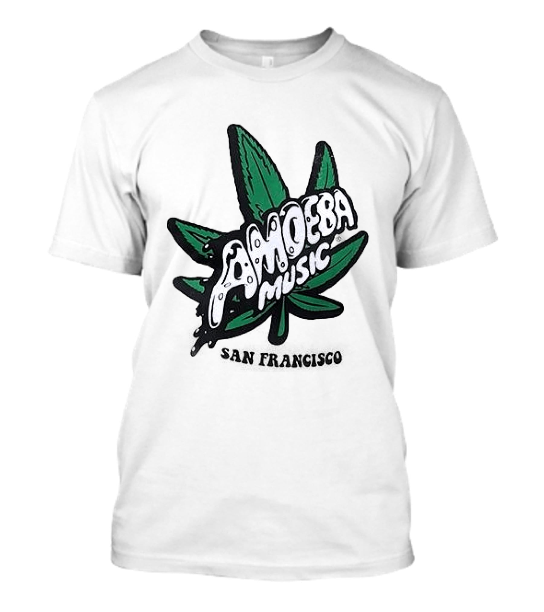 Amoeba Music San Francisco Cannabis Leaf Peace Through Music T-Shirt