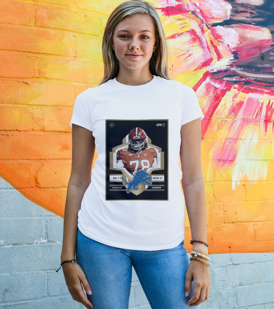 Detroit Lions NFL Draft 2026 Pick 17 Blake Miller Clemson Tigers Round 1 T-Shirt