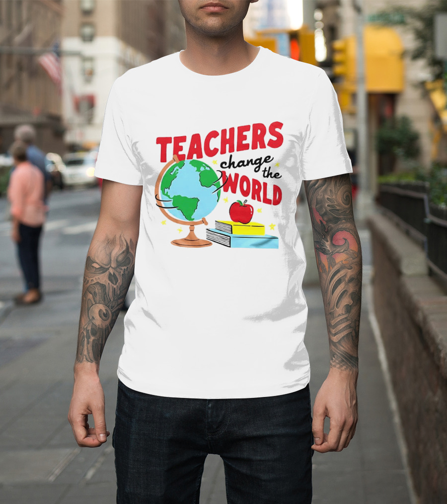 Teachers Change The World Globe Book Apple T-Shirt