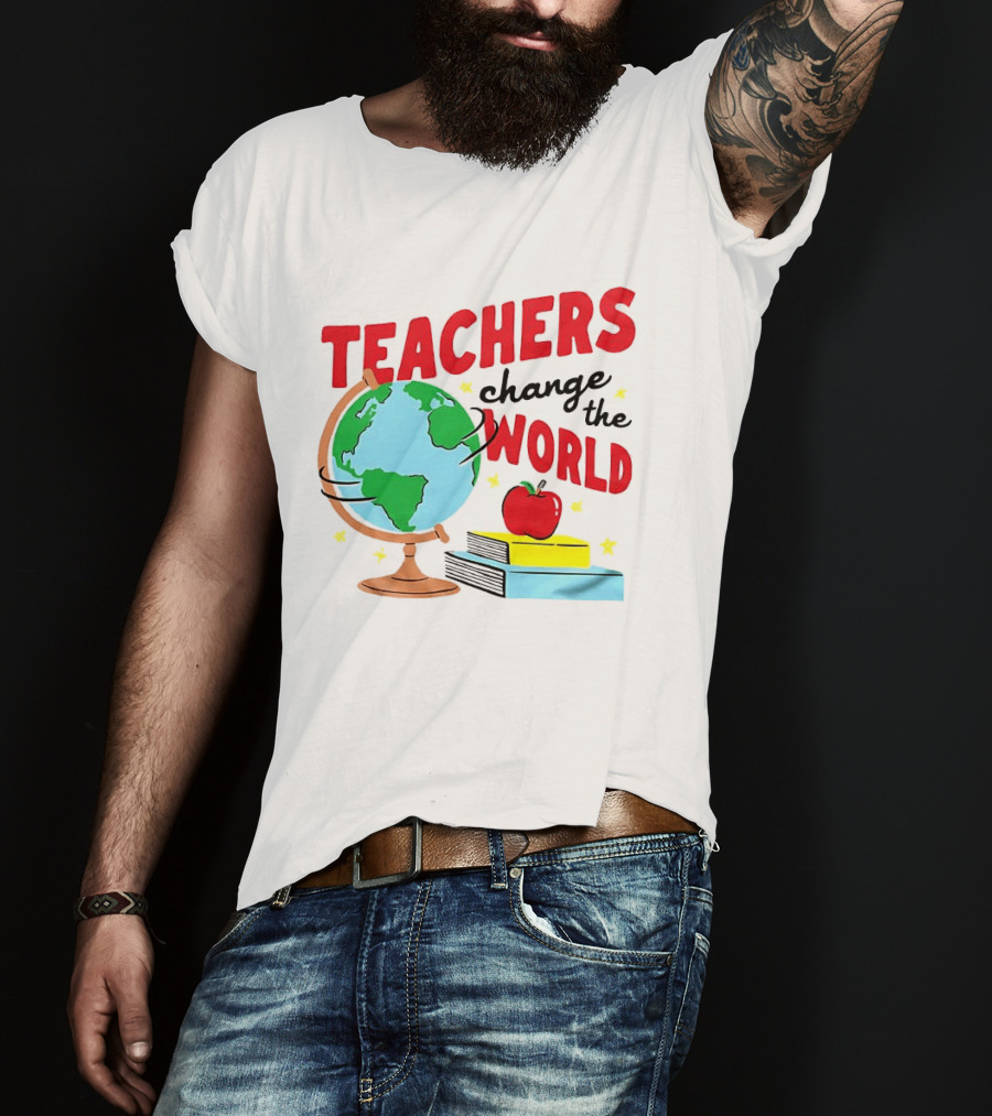 Teachers Change The World Globe Book Apple T-Shirt