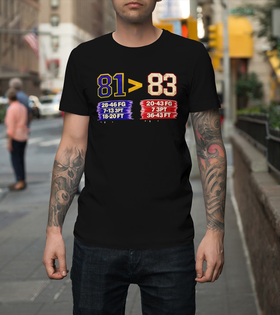 81 Vs 83 Basketball Stats FG 3PT FT Comparison T-Shirt