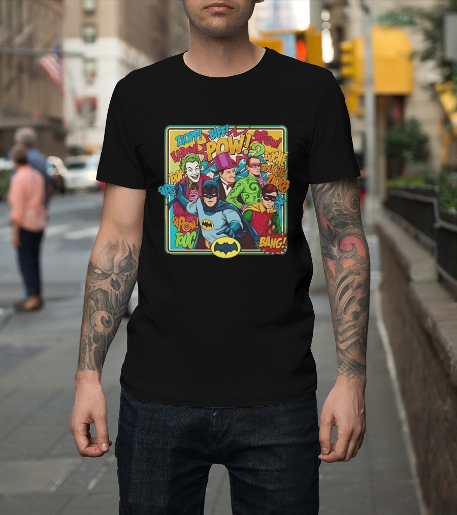 Batman Holy 50 Years POW BANG Joker Riddler Robin Comic T-Shirt