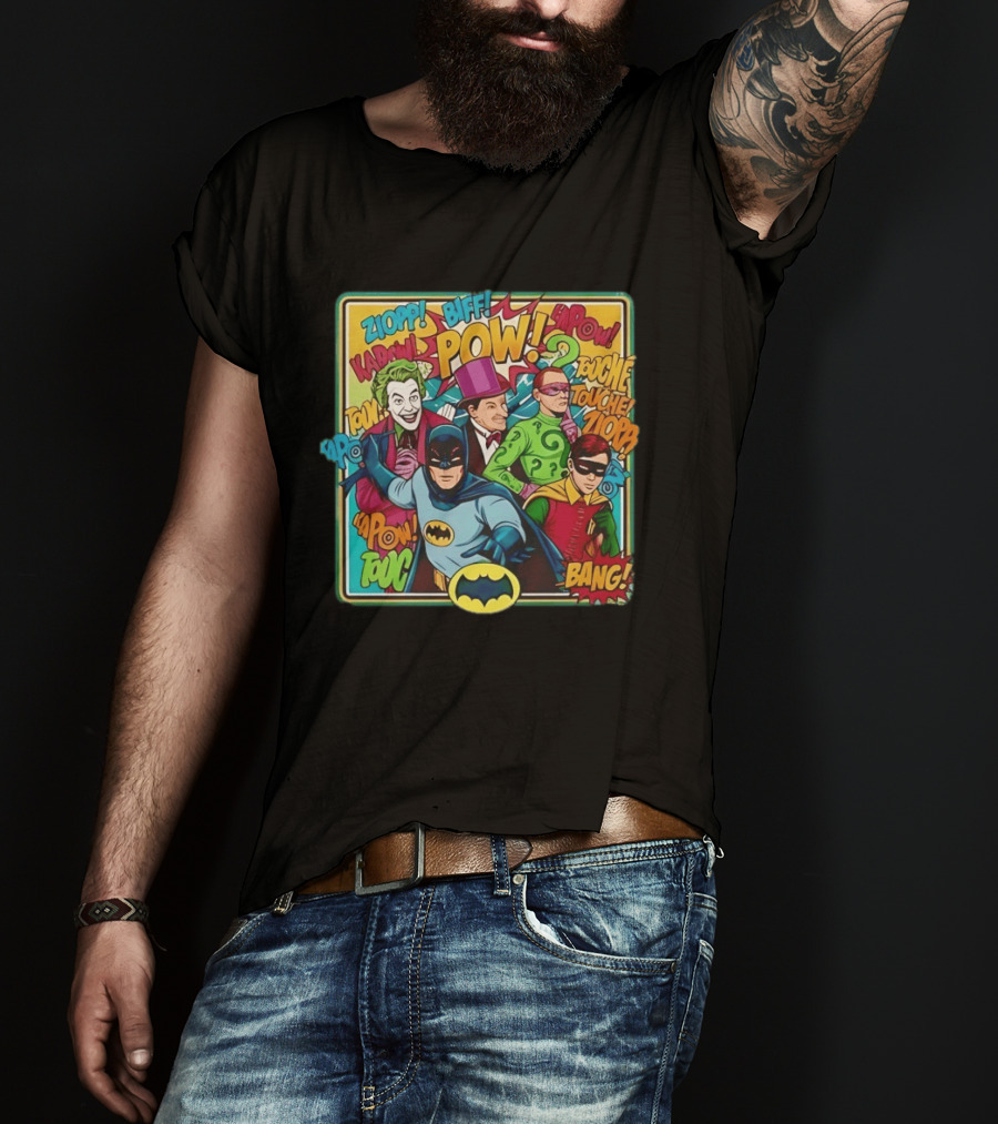 Batman Holy 50 Years POW BANG Joker Riddler Robin Comic T-Shirt