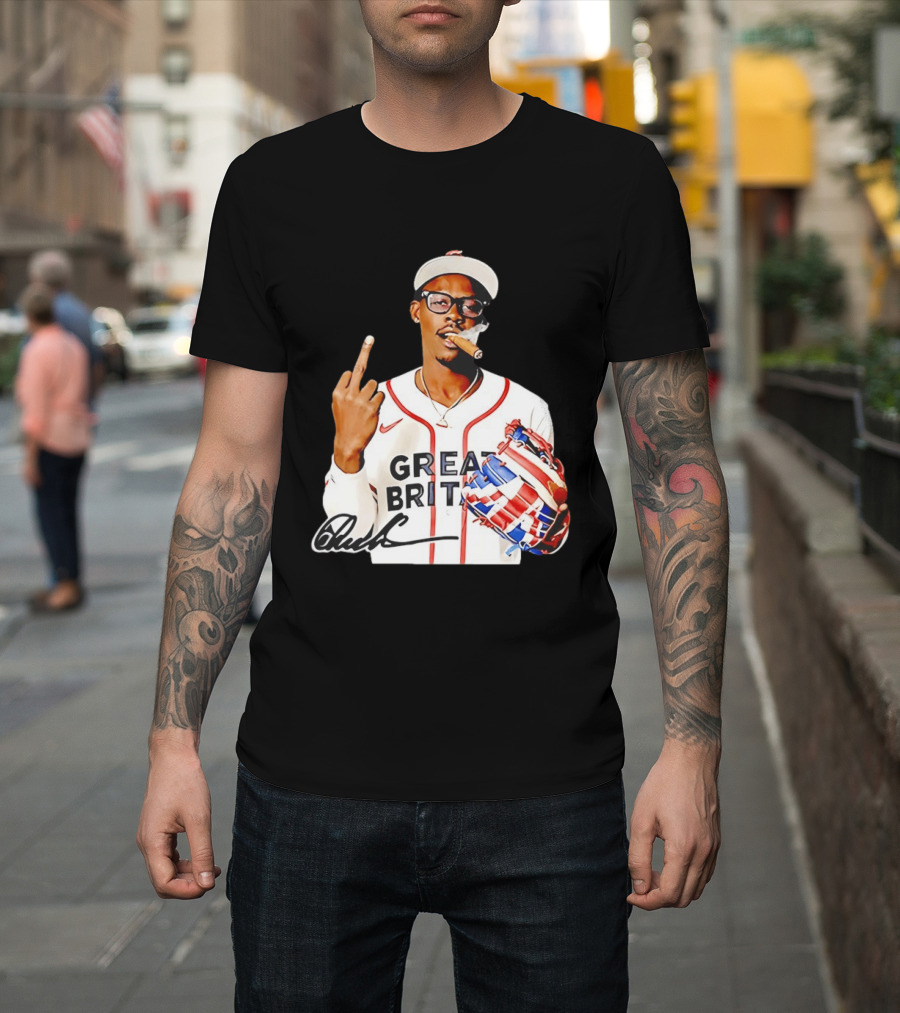 Jazz Chisholm Jr Great Britain Jersey Smoking Middle Finger Signature T-Shirt