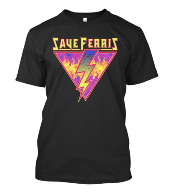 Save Ferris Lightning Bolt Retro 80s Flames T-Shirt