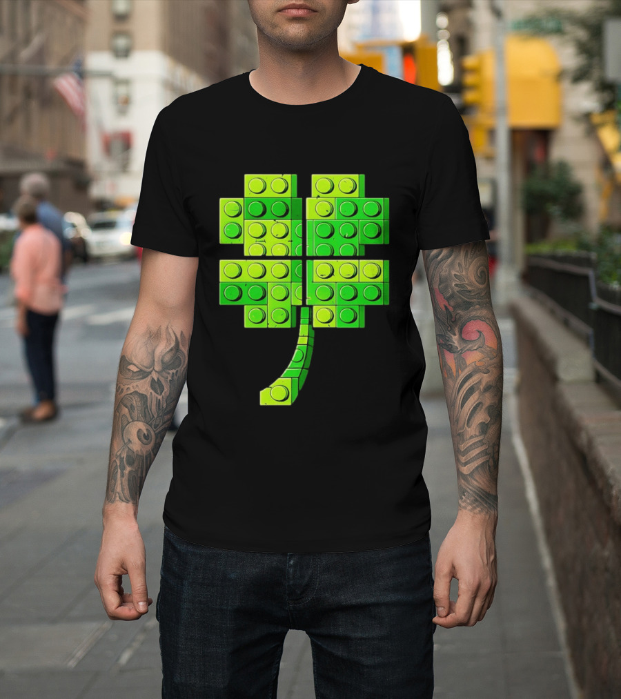 Shamrock Building Blocks Clover St Patrick's Day T-Shirt