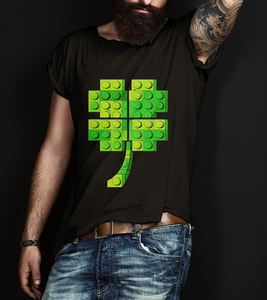 Shamrock Building Blocks Clover St Patrick's Day T-Shirt