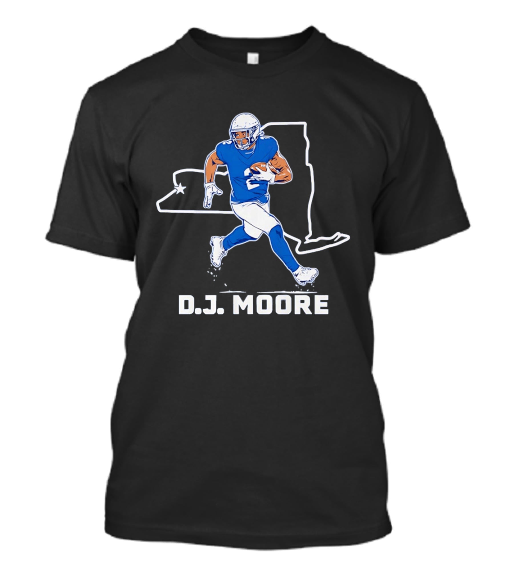 D.J. Moore 2 Buffalo Bills Wide Receiver New York Map T-Shirt