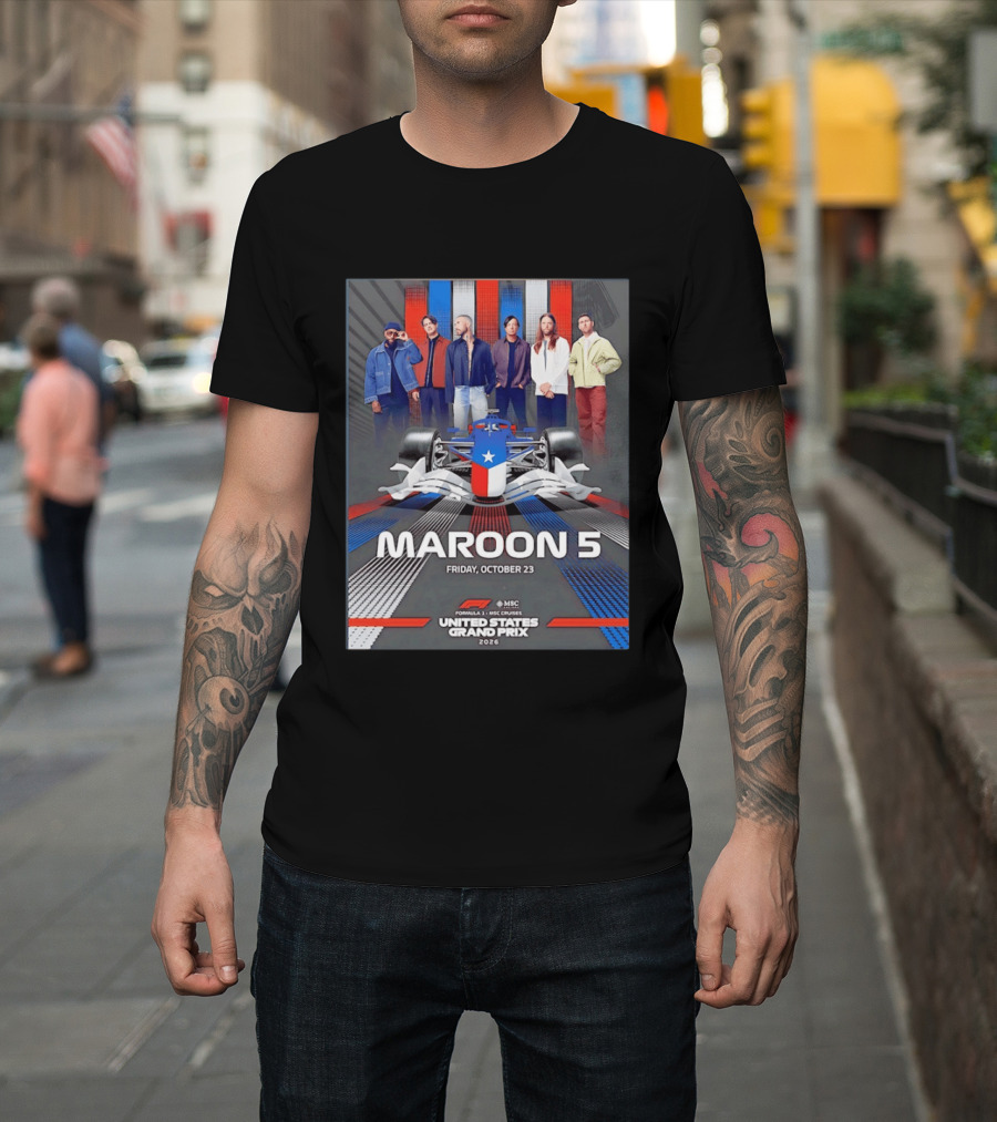 Maroon 5 Live Formula 1 MSC Cruises United States Grand Prix 2026 Friday October 23 T-Shirt