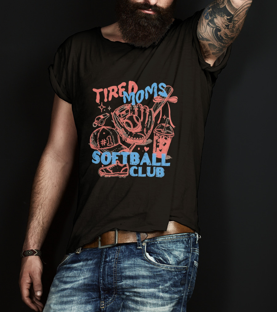 Tired Moms Softball Club Hat Whistle Glove Baseball Bat #1 Shoes T-Shirt