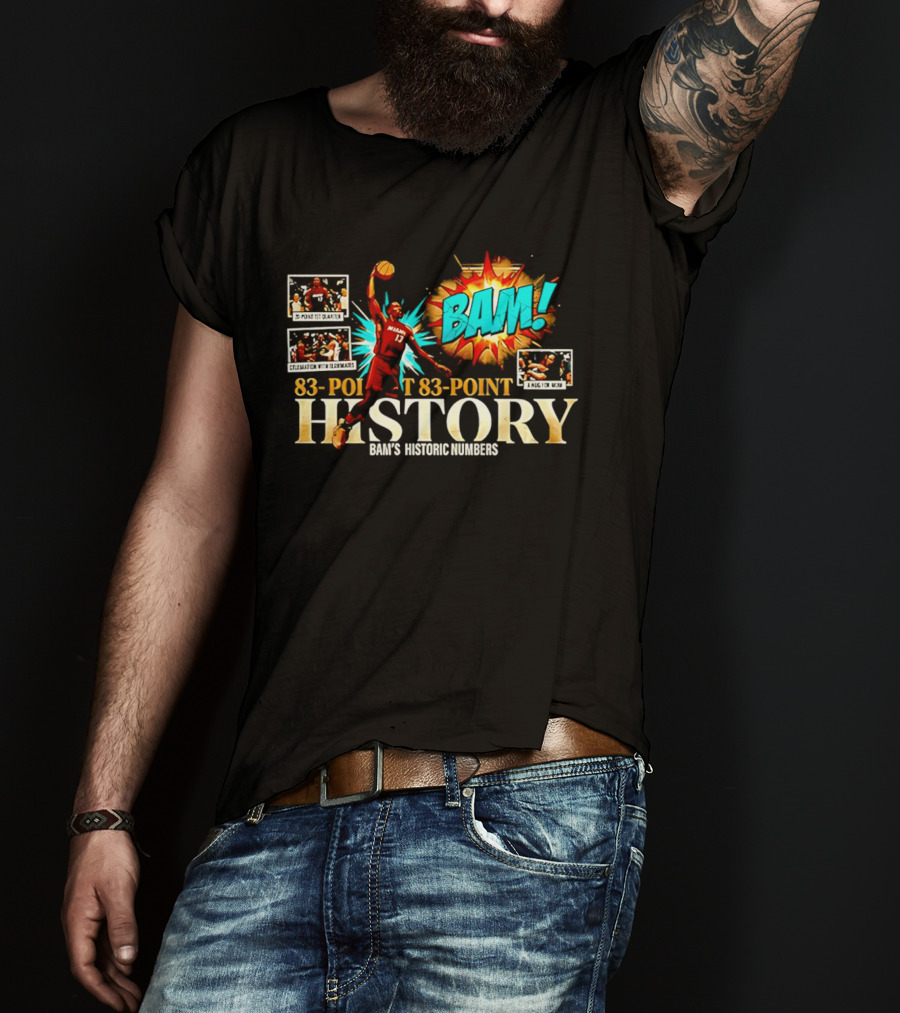 Miami Heat Bam Adebayo 83 Point History Bam's Historic Dunkers Comic T-Shirt