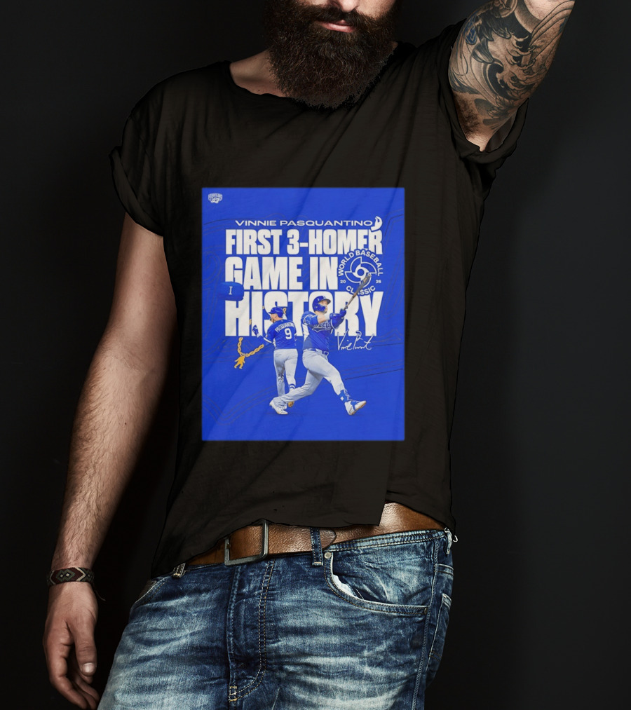 Vinnie Pasquantino First 3 Homer Game World Baseball Classic 2026 History T-Shirt