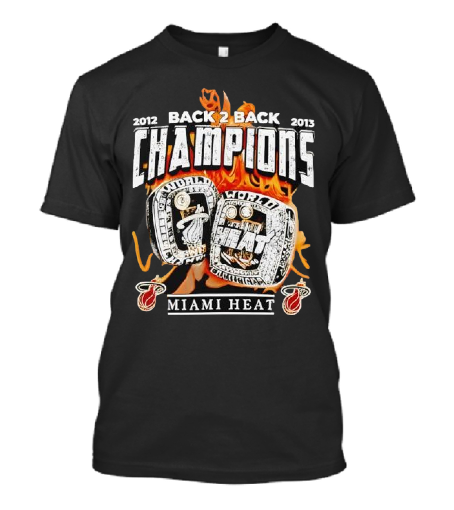 2012 2013 Back 2 Back Champions Miami Heat Rings T-Shirt