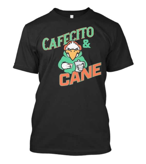 Cafecito And Cane Miami Hurricanes Mascot Holding Coffee Graphic T-Shirt