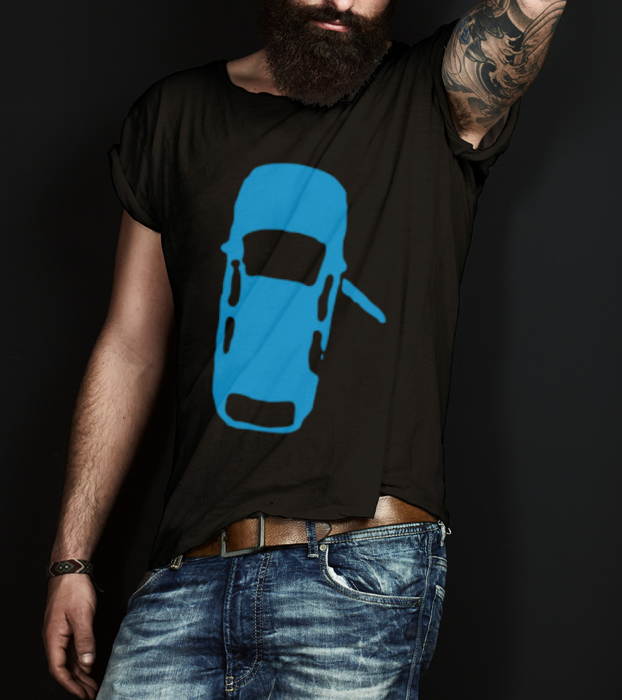 Door Ajar Blue Car Overhead Angle Vintage Style T-Shirt