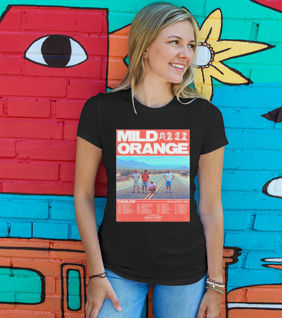 Mild Orange The Glow Tour UK Europe 2025 Dates Heavy Chest Support T-Shirt