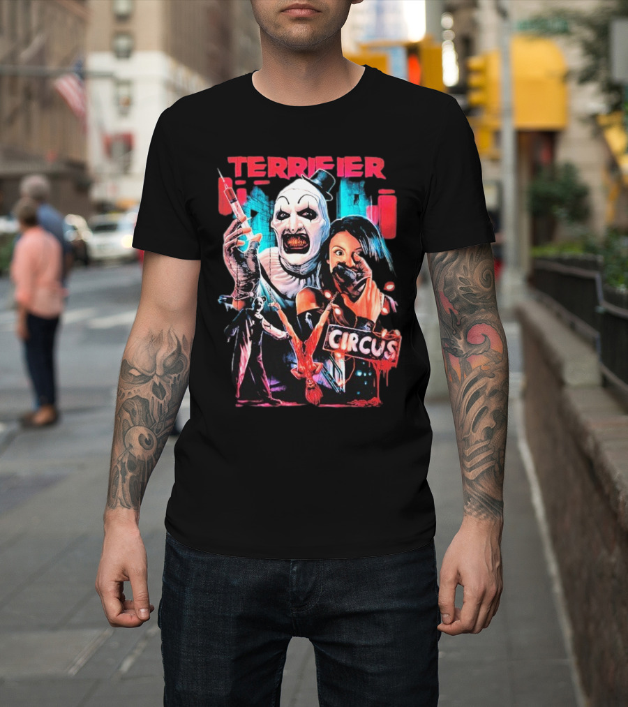 Terrifier Circus Horror Clown Costume And Horror Movie Imagery T-Shirt