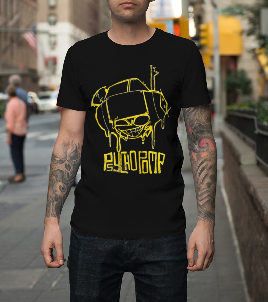 Psychedelic Psychopomp Melting Skeleton Face With Dripping Yellow Outline T-Shirt