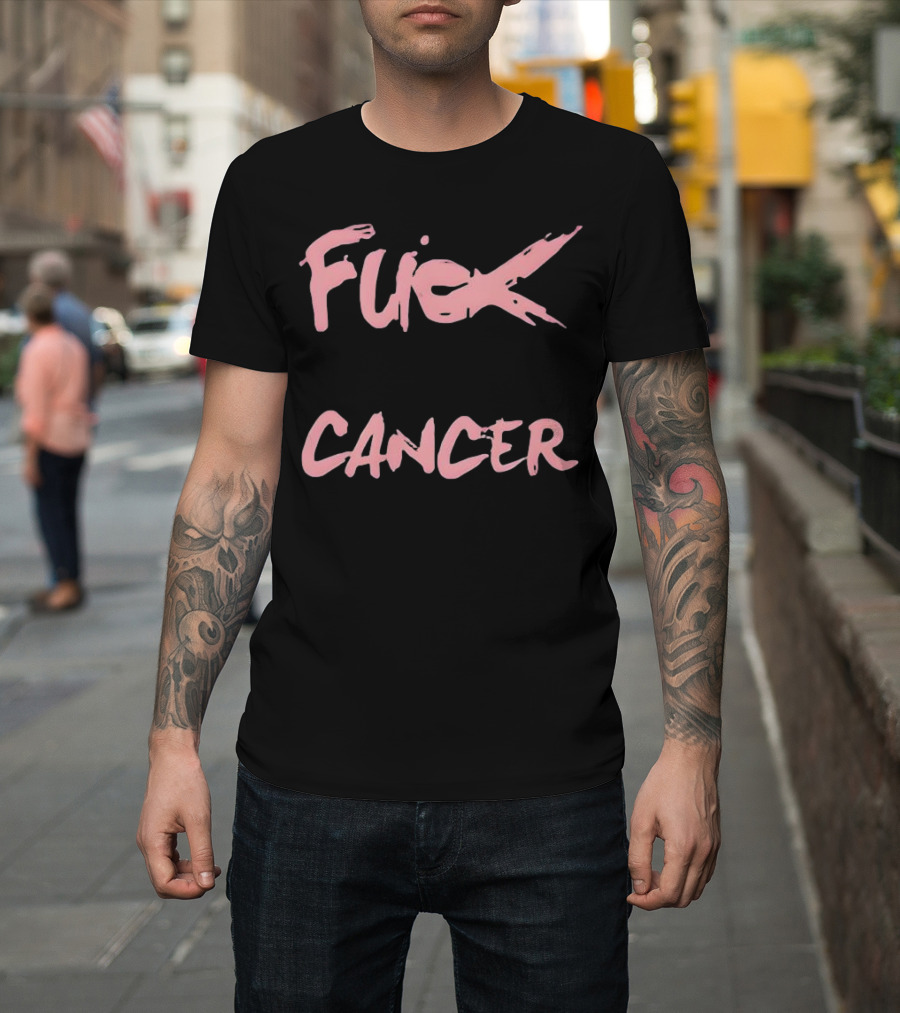 Daren Bates Fuck Cancer Pink Bold Statement T-Shirt