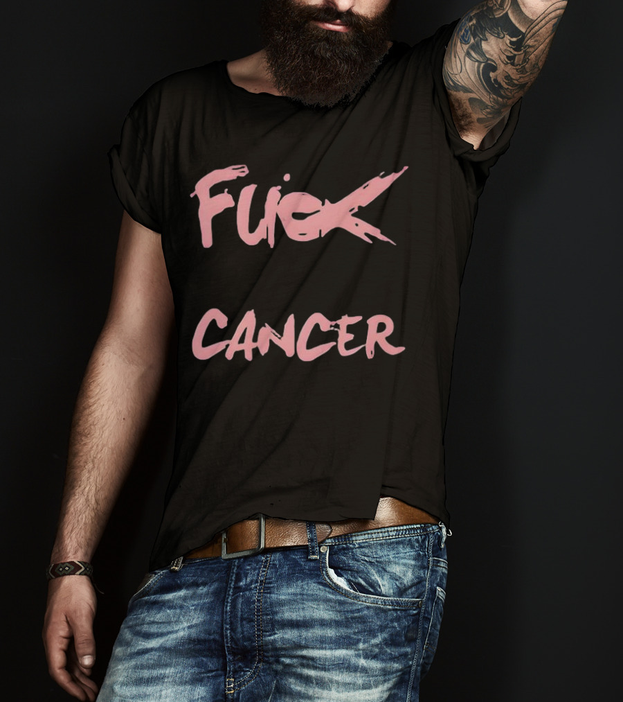 Daren Bates Fuck Cancer Pink Bold Statement T-Shirt