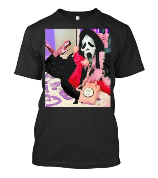 Scream Ghostface Halloween Pink Vintage Telephone Retro Style T-Shirt
