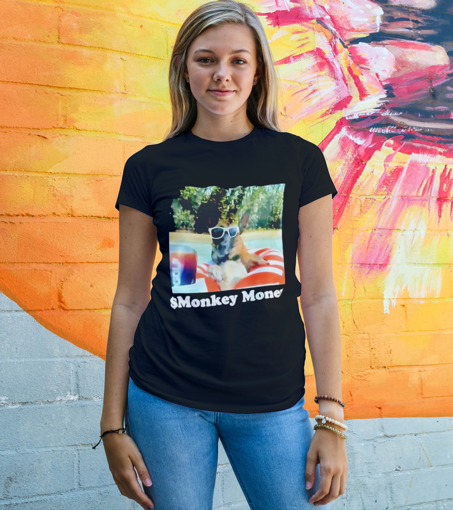 Monkey Money Dog German Shepherd Sunglasses Pool Float Chill T-Shirt