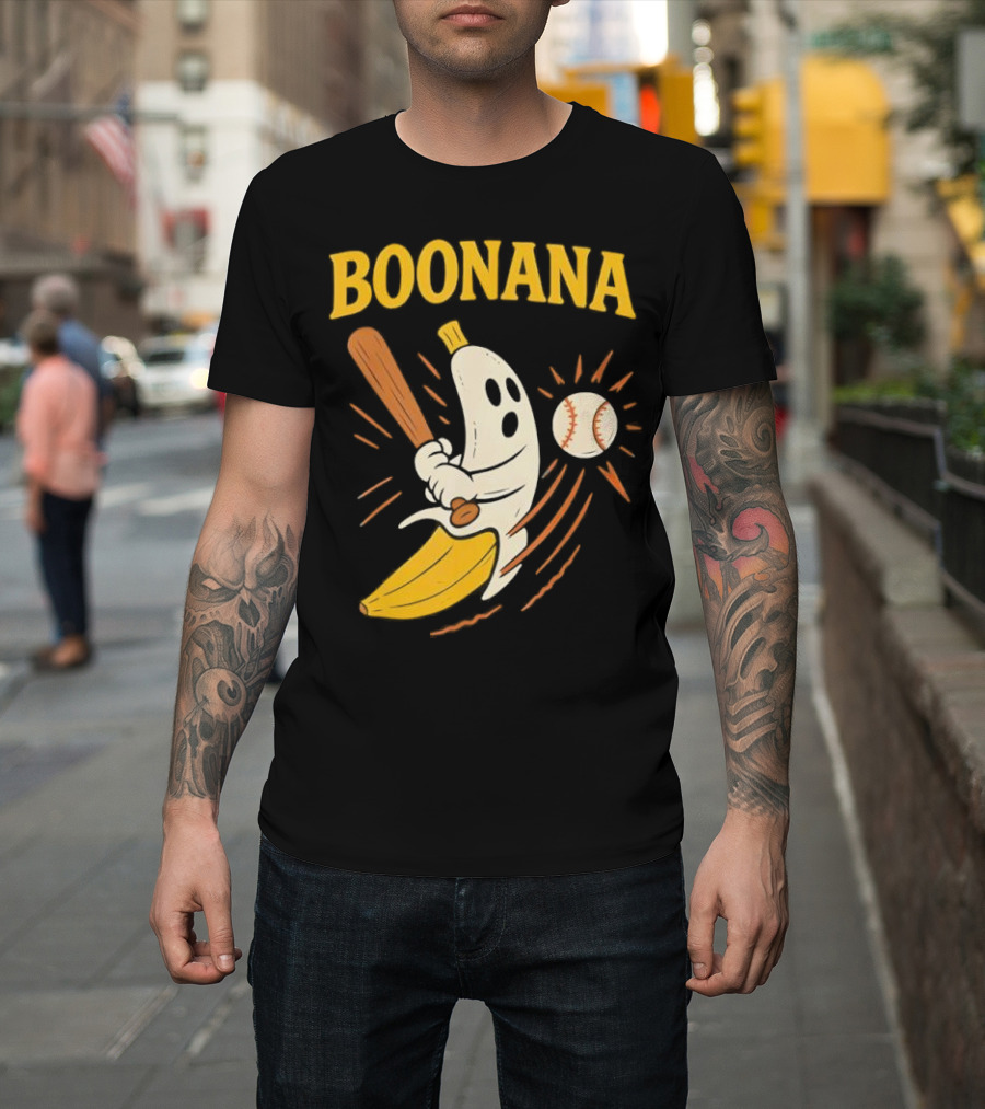 Boonana Baseball Funny Halloween Ghost Banana Costume T-Shirt